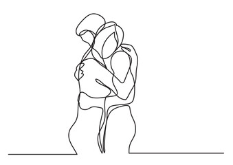 continuous line drawing vector illustration with FULLY EDITABLE STROKE - loving couple (2)