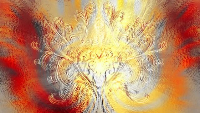 tree of life symbol on structured ornamental background, yggdrasil. Loop Animation
