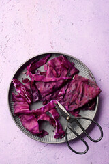 Obraz na płótnie Canvas Red cabbage leaves