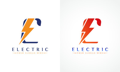 C Letter Logo With Lightning Thunder Bolt Vector Design. Electric Bolt Letter C Logo Vector Illustration.