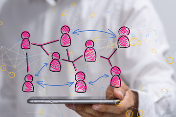 Abstract technology group and data 3d - connection