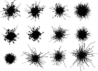 Set of vector fungus mycelium spots - vector design of decorative plexus templates kit
- 564008528