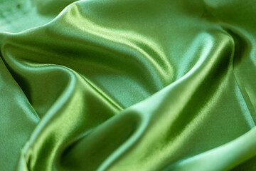 Silk fabric of green color