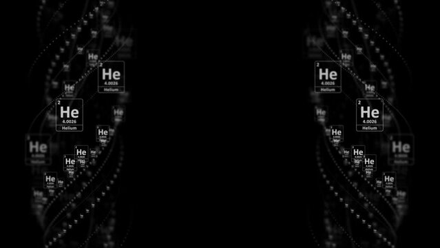 HELIUM Molecule Symbol, Chemistry Periodic Table, Animation, Background, Rendering, Loop
