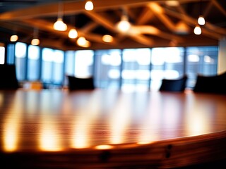 Blurred office background. Warm tones. Bokeh. DoF. 