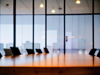 Blurred office background. Warm tones. Bokeh. DoF. 