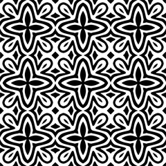 
Vector pattern in geometric ornamental style. Black and white color.
Simple geo all over print block for apparel textile, ladies dress, fashion garment, digital wall paper.