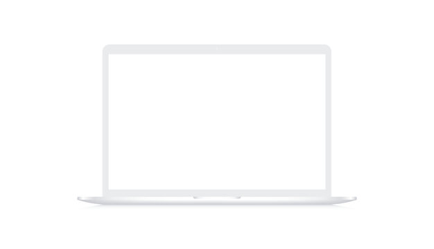 White laptop mockup. Front view. Vector EPS 10
