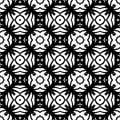 Vector pattern in geometric ornamental style. Black and white color.
Simple geo all over print block for apparel textile, ladies dress, fashion garment, digital wall paper.
