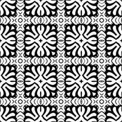 Vector pattern in geometric ornamental style. Black and white color.
Simple geo all over print block for apparel textile, ladies dress, fashion garment, digital wall paper.
