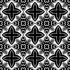Vector pattern in geometric ornamental style. Black and white color.
Simple geo all over print block for apparel textile, ladies dress, fashion garment, digital wall paper.
