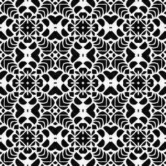 Vector pattern in geometric ornamental style. Black and white color.
Simple geo all over print block for apparel textile, ladies dress, fashion garment, digital wall paper.

