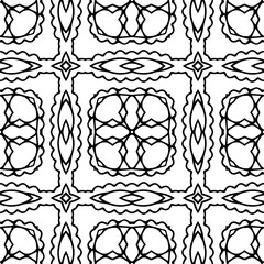 Vector pattern in geometric ornamental style. Black and white color.
Simple geo all over print block for apparel textile, ladies dress, fashion garment, digital wall paper.

