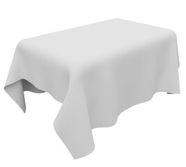 The white tablecloth on the white background. 3d rendering.	