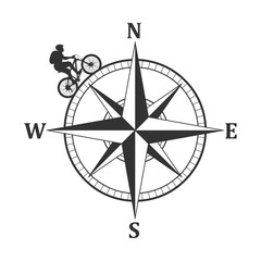 MTB Compass Illustration Clip Art Design Shape. Mountain Bike Silhouette Icon Vector.