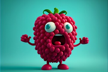 A cartoon raspberry character. Generative AI