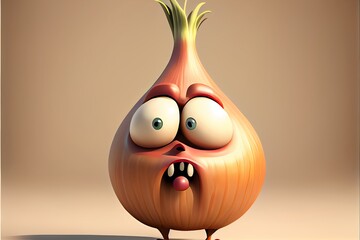 A cartoon onion character. Generative AI