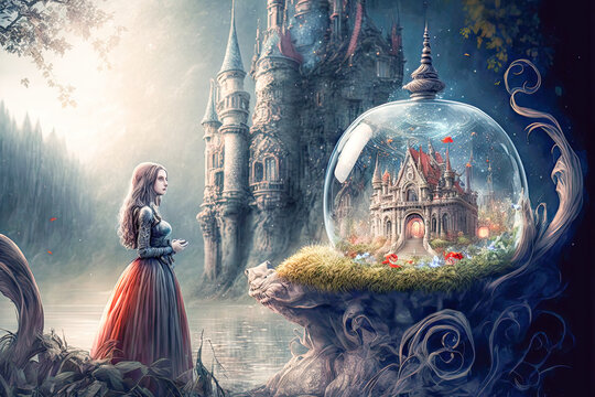 M&auml;rchen Legenden Fairy Tale Fantasy Kinderbuch  Figuren Tiere Orte Generative AI Digital Art Hintergrund Cover Illustration 