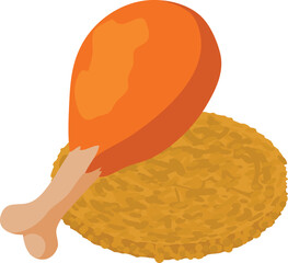 Chicken food icon isometric vector. Fried chicken leg and poultry cutlet icon. Food concept, healthy nutrition