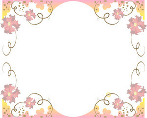 Card frame illustration with delicate carnation flowers in warm colors