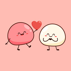 Mochi icon vector. Mochi logo design. Japanese rice dessert. Mochi in Valentine's day.