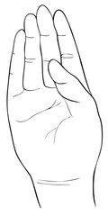 Hand Drawn Sketch of Finger Spelling The Alphabet Letter B in American Sign Language.
