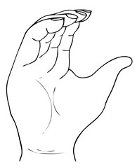 Hand Drawn Sketch of Finger Spelling The Alphabet Letter C in American Sign Language.
