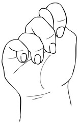 Hand Drawn Sketch of Finger Spelling The Alphabet Letter T in American Sign Language.
