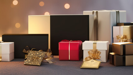 lots of gift boxes, celebration, holiday, anniversary, christmas, valentine's day, Generative AI
