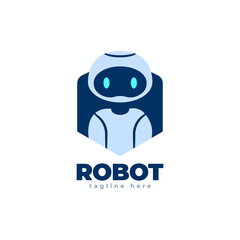 Robot logo template. Robotic logo design. Flat robotic mascot logo. Vector illustration