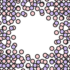 Purple and pink circle dots frame. Vector illustration.	