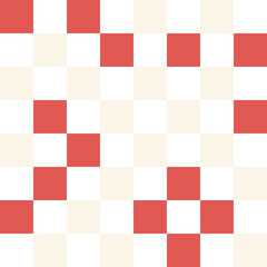 White, red, and cream pastel checkerboard pattern background.