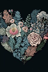 heart made from flowers generative ai