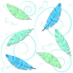 Abstract background with feathers and spirals