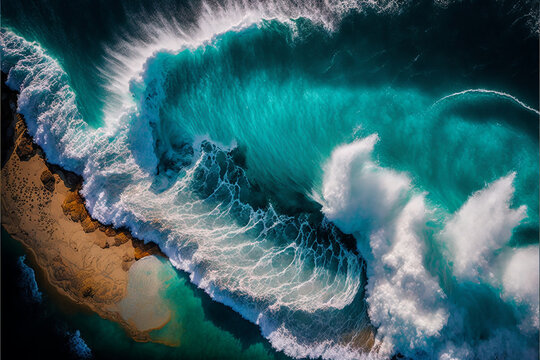 Aerial view of ocean waves