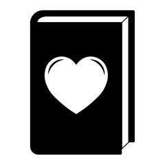 Simple illustration of book with heart icon for St. Valentines Day