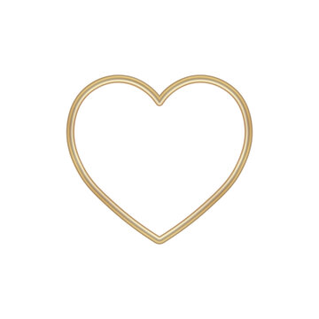 Gold metallic frame of heart icon for St. Valentines Day