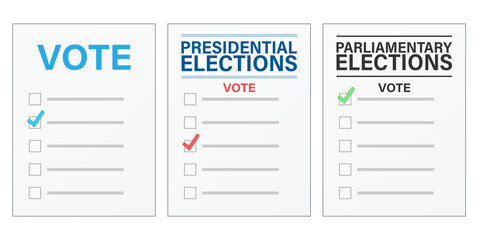 Voting ballot mockup icon for presidential and parliamentary elections
