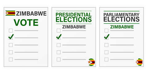 Zimbabwe elections Voting ballot mockup for presidential and parliamentary elections