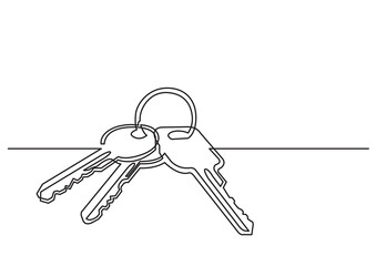 continuous line drawing vector illustration with FULLY EDITABLE STROKE of keys