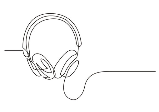 black line art headphones on white background clip art preview