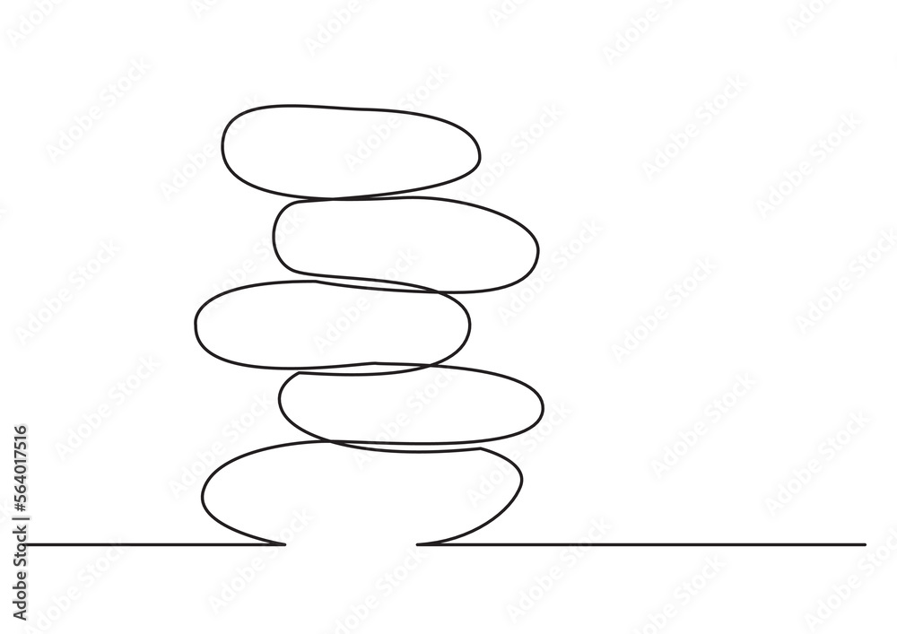 Wall mural continuous line drawing vector illustration with FULLY EDITABLE STROKE of rock balancing