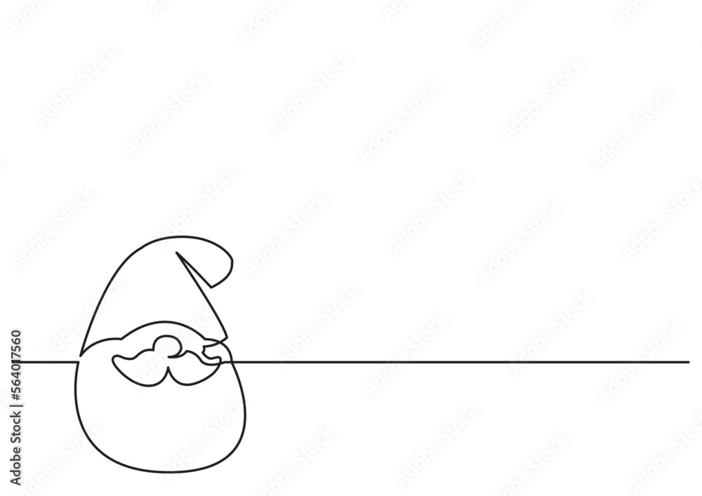 Wall mural continuous line drawing vector illustration with fully editable stroke of santa head