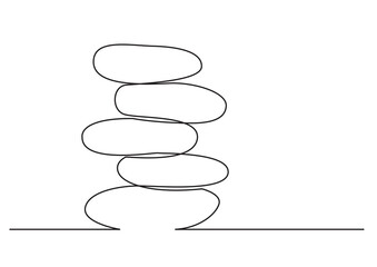 continuous line drawing vector illustration with FULLY EDITABLE STROKE of rock balancing