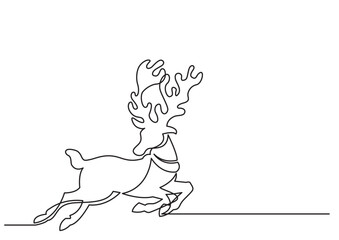continuous line drawing vector illustration with FULLY EDITABLE STROKE of rudolph the rednosed reindeer