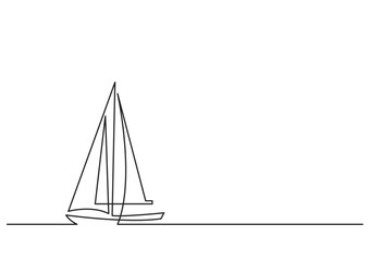 continuous line drawing vector illustration with FULLY EDITABLE STROKE of sailboat