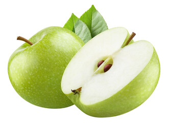 Green apples with leaves cut out