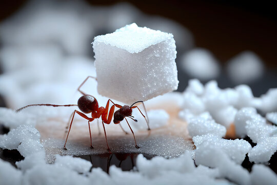Ant with a sugar cube, Generative AI