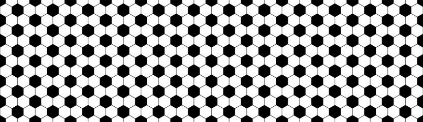 Seamless pattern of soccer, football. Sport texture of ball with black and white hexagons. Abstract sport game illustration background