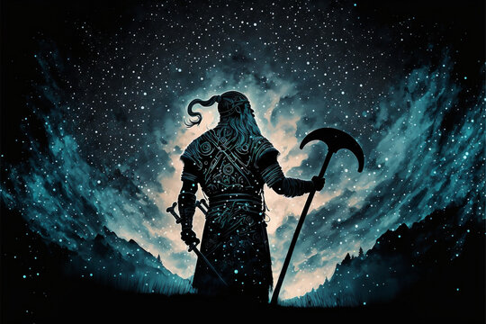 Silhouette Of A Viking Man, Using Ai